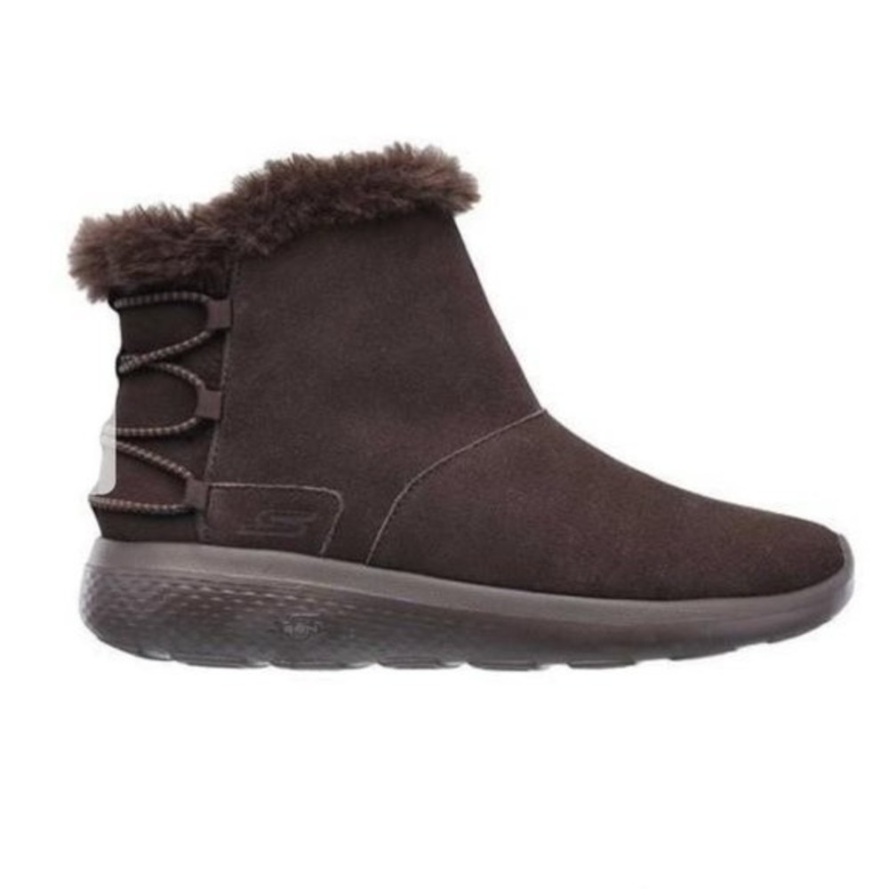 Skechers Size 5.5 On The Go Brown Fur Trimmed Suede‎ Leather Winter Snow Boots